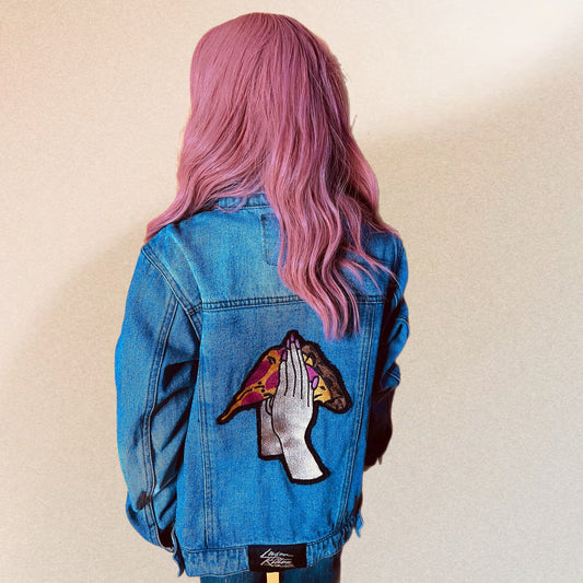 Pizza Prayers Embroidered Denim Jacket