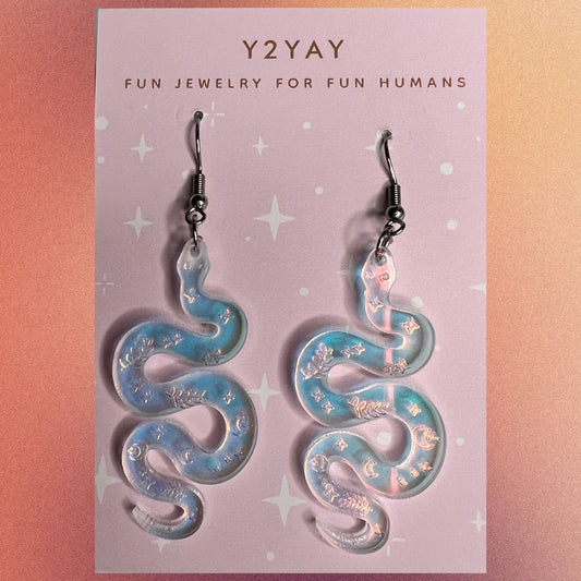 Mystical Iridescent Snake Earrings